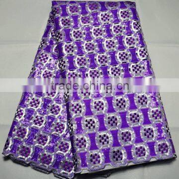 L397-5african sequnce fabric Korea double organza embroidery lace fabric