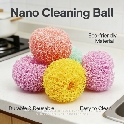 Кухонный чистящий шарик, натуральный, из 100% полиэстера, посудомоечная щетка