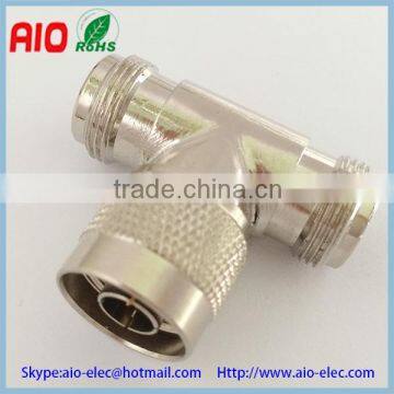 T tee N male to double female adaptor RF connector