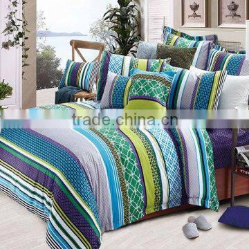 Reactive Dye Geometry Strip Print Bedding Cotton Duvet Cover Bed Set