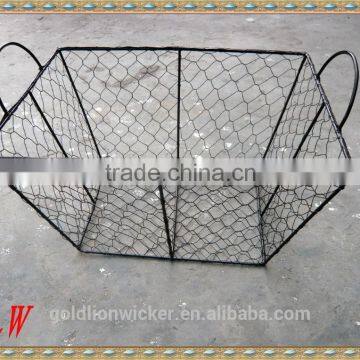 groove pc split willow & iron wire basket