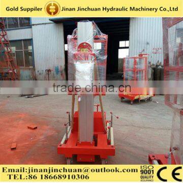 100kg single mast aluminium hydraulic elevator platform lift