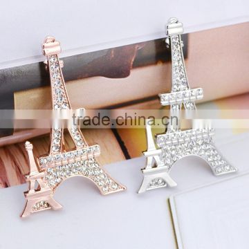 China Wholesale Brooch Rhinestone Eiffel Tower Shape Brooches Charming Brooch