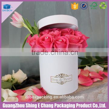 Fancy cardboard flower box,white round flower box customized,rose hat box