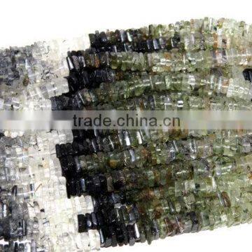 Black Rutile Shaded Heishi Beads Smooth Square Shape photo-2