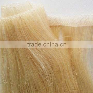 remy indian human pu sikn human hair extension weft white bolond color