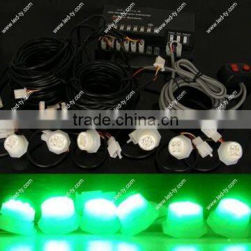 Emergency Construction Truck Vehicle 120W 6 LED Hide-Away Strobe Warning Light Kit-Green