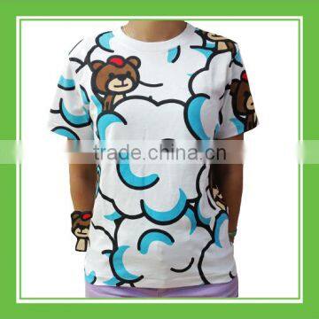 100% Cotton Products Bros Cloudy Bear Unisex Cotton Printed Short Sleeve Summer Tee