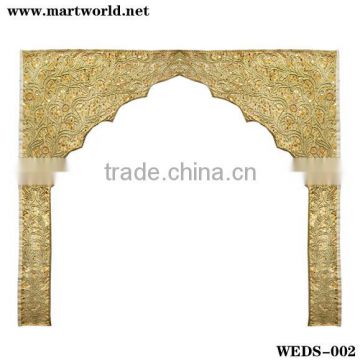 Golden handmake embroidery crystal india wedding stage (WEDS-002)