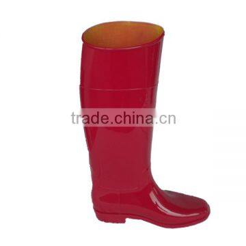 ladies knee boots plain PVC rain boots red antiskid working shoes