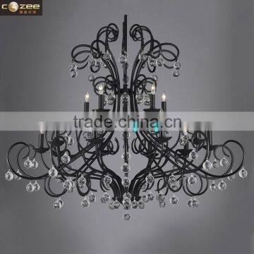 American Country Style Home Decor Hanging Lighting Fixtures Big Chandelier Crystal Large Pendant Light CZ2507