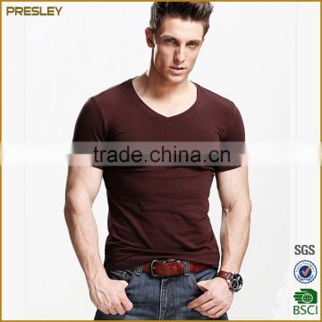 Hot sale Men's short sleeve slim fit gym t shirts softextile cotton solid color t shirts