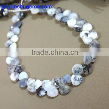 Dendrite Opal Hand Made 4.75 mm Faceted Heart Shape, 6" Strand Length 100% Natural Gemstones photo-4