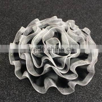 Hot Sale Mesh Fabric Craft Flower In Handmade Wholesale,Balck White Foldded Fabric Flower