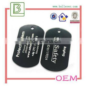 black anodized aluminum dog tag