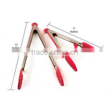 Food Grade Red Silicone Function of Food Tongs kitchen Tongs