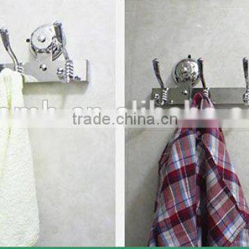 2016 No Drilling No Screw Easy Installation Stainless Steel Wall Mounted Hook Rack With Strong Vacuum Suction Hook