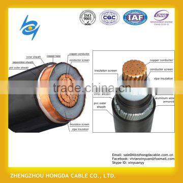 (ICEA S-93-639/NEMA WC74/UL 1072) 25 Kv 1/C 150mm2 Cu/XLPE/Cws/PVC Mv-90 Power Cable