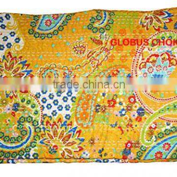 Indian Handmade Quilt Twin Kantha Bedspread Cotton Blanket Jaipur