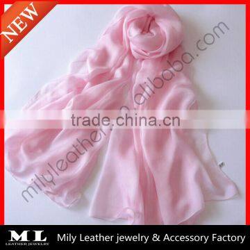 Fashion pink 100% silk organza scarf