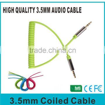 6.5mm Car Audio Coiled Cable Various Colors with 24k Gold Plated 3.5mm aux cable