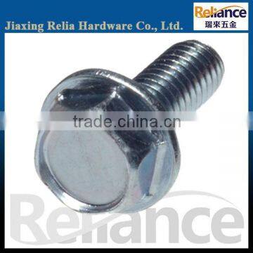 Zinc Plated Full Threaded Unslotted Hex Washer Head Machine Screw