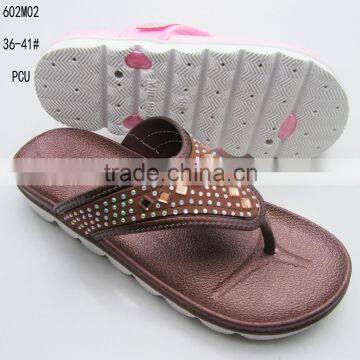 Fashion high quality diamond decoration vamp women thick PCU clip-toe slippers