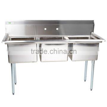 Freestanding Restaurant Kitchen 3 Three Compartment Commercial Stainless Steel Sink for Catering Services photo-3