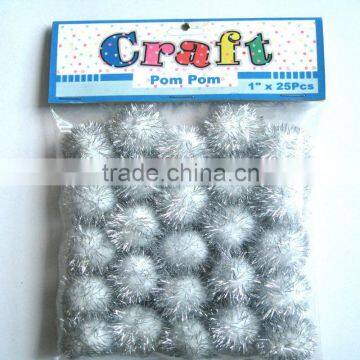 Party Holiday Decoration Glitter Metallic Pompoms