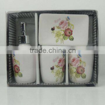 ceramic bathroom set with flower design