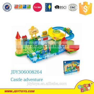 2015 newest plastic funny castle adventure electric train tracks toy