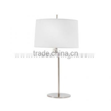 UL Listed Brushed Nickle Modern Hotel Swing Arm Round Shade Bedside Desk Lamp Light Fixture T80127