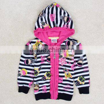 (F3425) Nova Baby Girls Embroidered Autumn Winter Hoodies Lovely Warm Coats Cute Children Outwears with Embroidery