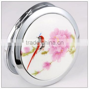 Ceramic Custom Made Logo Stainless Steel Round Small Personal Pocket Mirror