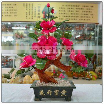 Jade fengshui tree, decorative money tree 5 peony flower