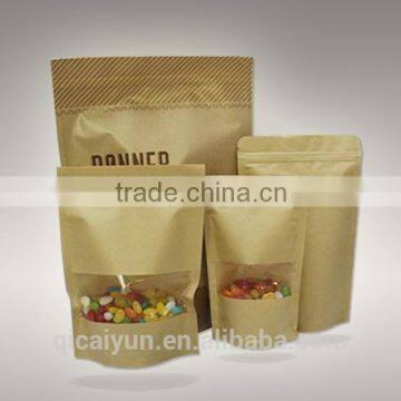 stand up natural brown kraft paper bag with zipper and window for food                        
                                                Quality Choice