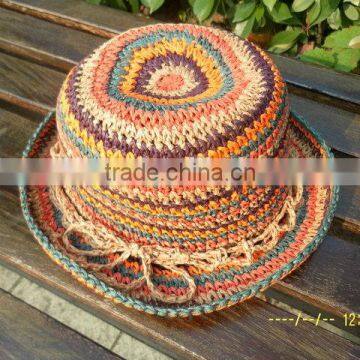 2015 Hot new Crazy Selling brown paper crochet bucket hat