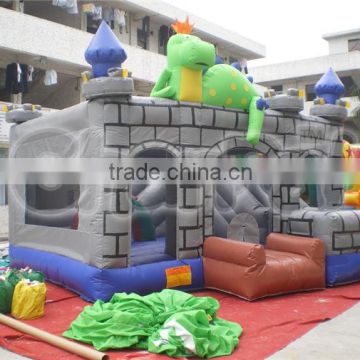 commercial inflatable dinosaur combo, castle with slide