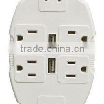 UL ETL 6 outlets grounding current tap Compact round edge design