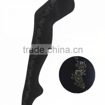 ladies warm thickening jacquard side flowers tatoo women sexy fashion tights/pantyhose