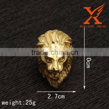 In Stock Cool Design Lion Head Hip Hop Rings Animal Head Fashion Finger Gold Rings With the Lion photo-2