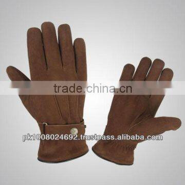 dark brown leather winter gloves for men