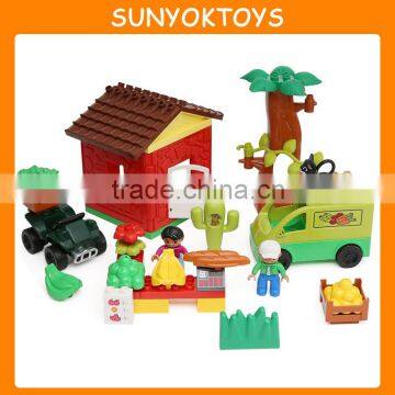 High Quality Environmental Blocks ! 44PCS Bustling Market Theme Large Building Blocks Toy For Kids