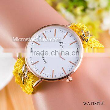 Women New Classic Geneva Ethnic Braided Analog Quartz Chain Bracelet Wrist Watch