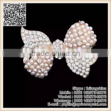 Best Gifts Friend Plant Pearl Maple Leaf Brooch Rose Gold White Crystal Brooch photo-2