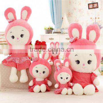 Lovely Cartoon Animal Style Baby's Birthday or Festival Gift Red Smiling Face Rabbit With Long Ears Plush Toy Doll photo-3