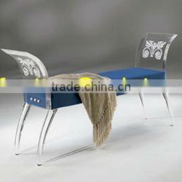 shanghai wholesale modern lounge acrylic vanity bench with cushions