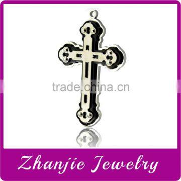 High-end Stylish Men's Catholic Cross Jewelry Stainless Steel Double Layers Religious Jesus Cross Prayer Pendant For Rosary