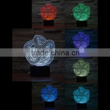 3D Optical Lamp Night Light Abstract Rotating 7 RGB Light Colors 10 LEDs AA Battery or DC 5V Mixed Lot