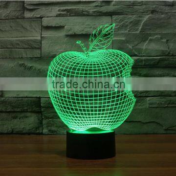 3D Optical Night Light Apple 7 RGB Light Colors 10 LEDs AA Battery or DC 5V Mixed Lot photo-2